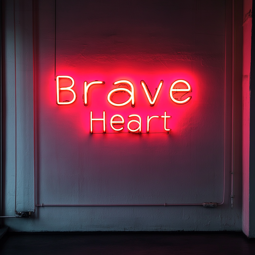 Brave Heart - Red Neon Sign, 18 Inches
