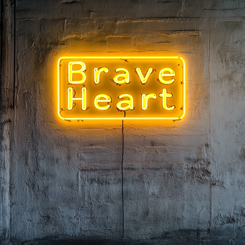 Brave Heart - Yellow Neon Sign, 24 Inches