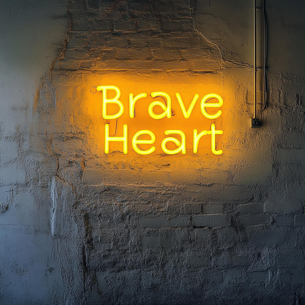 Brave Heart - Yellow Neon Sign, 18 Inches