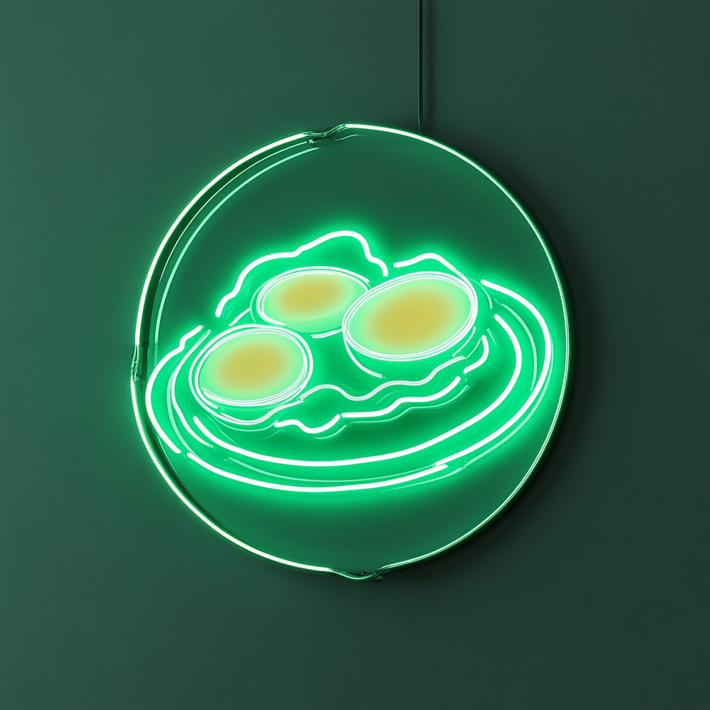 Breakfast Platter with Eggs - Green Neon Sign, 18 Inches