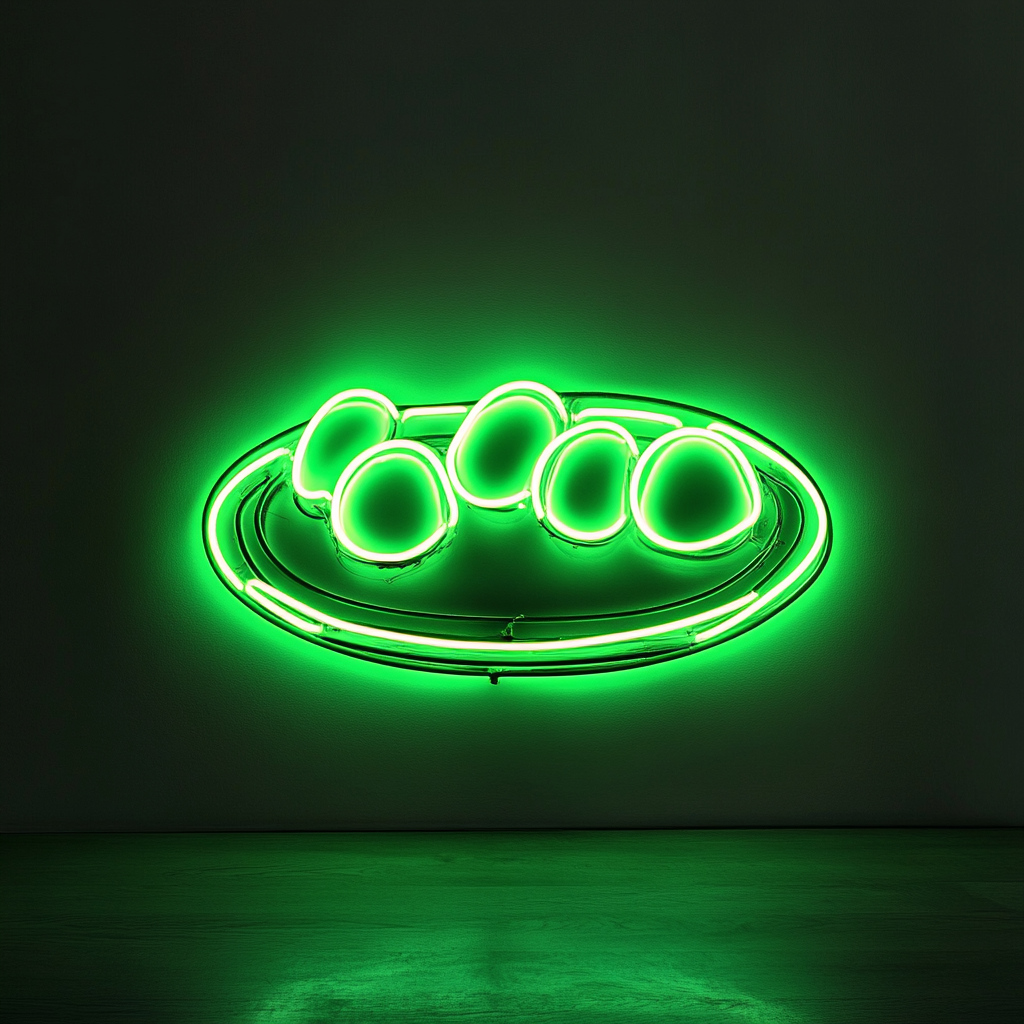 Breakfast Platter with Eggs - Green Neon Sign, 18 Inches