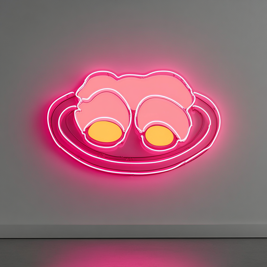 Breakfast Platter with Eggs - Pink Neon Sign, 18 Inches
