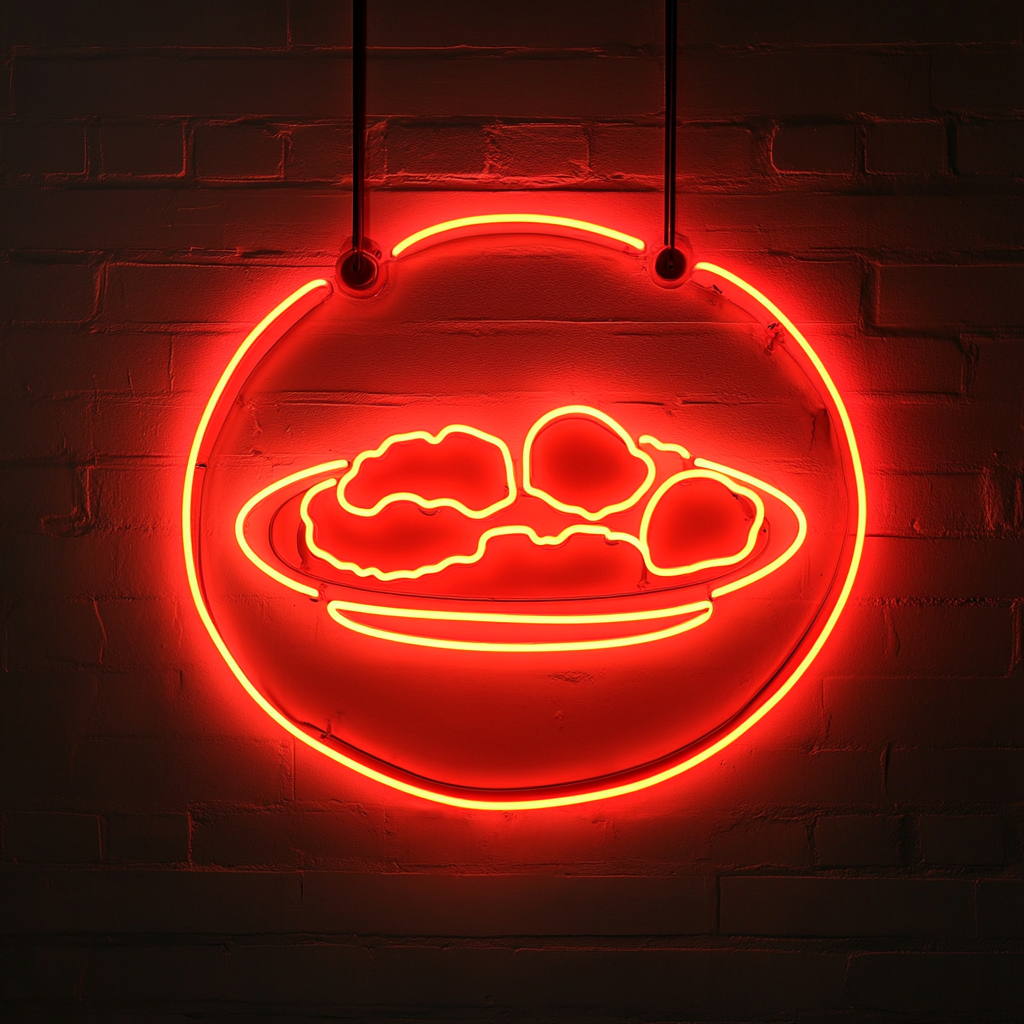 Breakfast Platter with Eggs - Red Neon Sign, 18 Inches