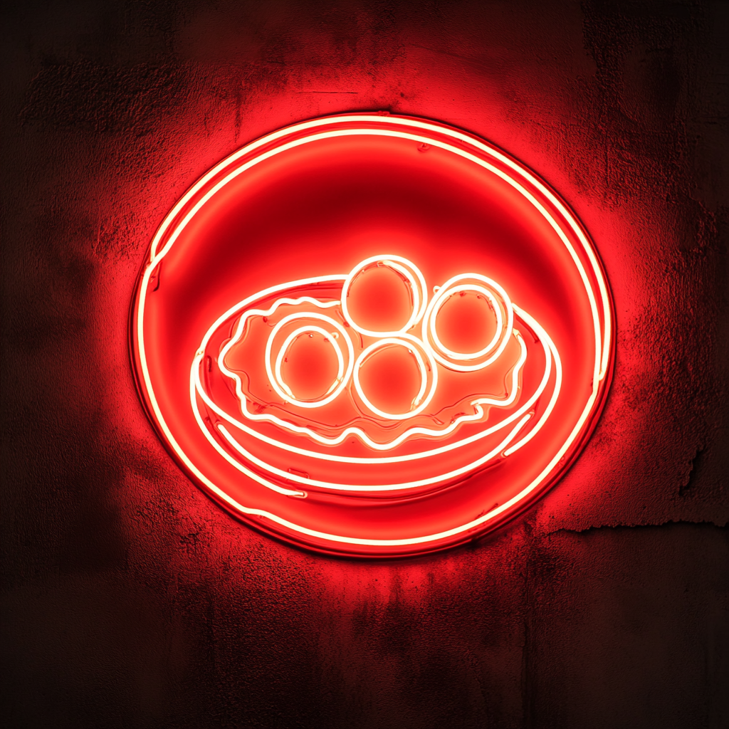 Breakfast Platter with Eggs - Red Neon Sign, 18 Inches