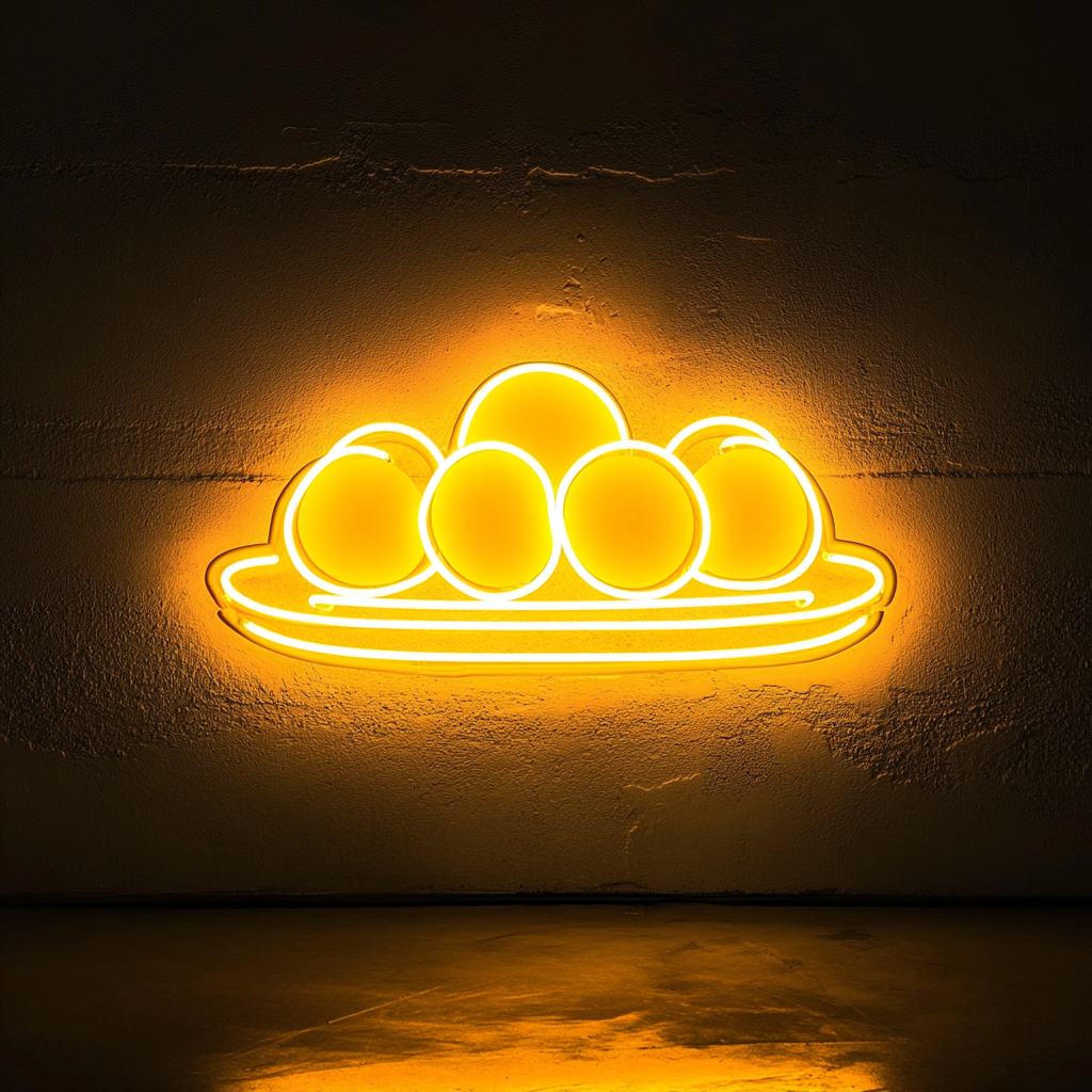 Breakfast Platter with Eggs - Yellow Neon Sign, 18 Inches