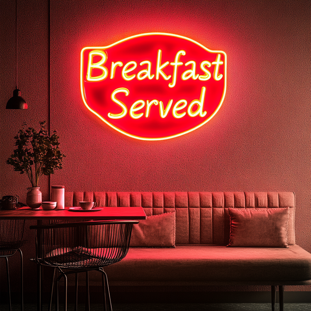 "Breakfast Served" - Red Neon Sign, 24 Inches