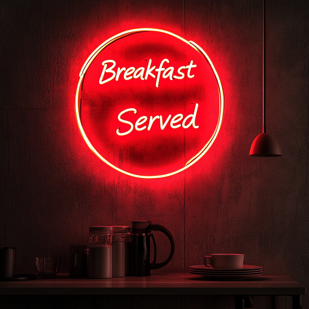 "Breakfast Served" - Red Neon Sign, 24 Inches
