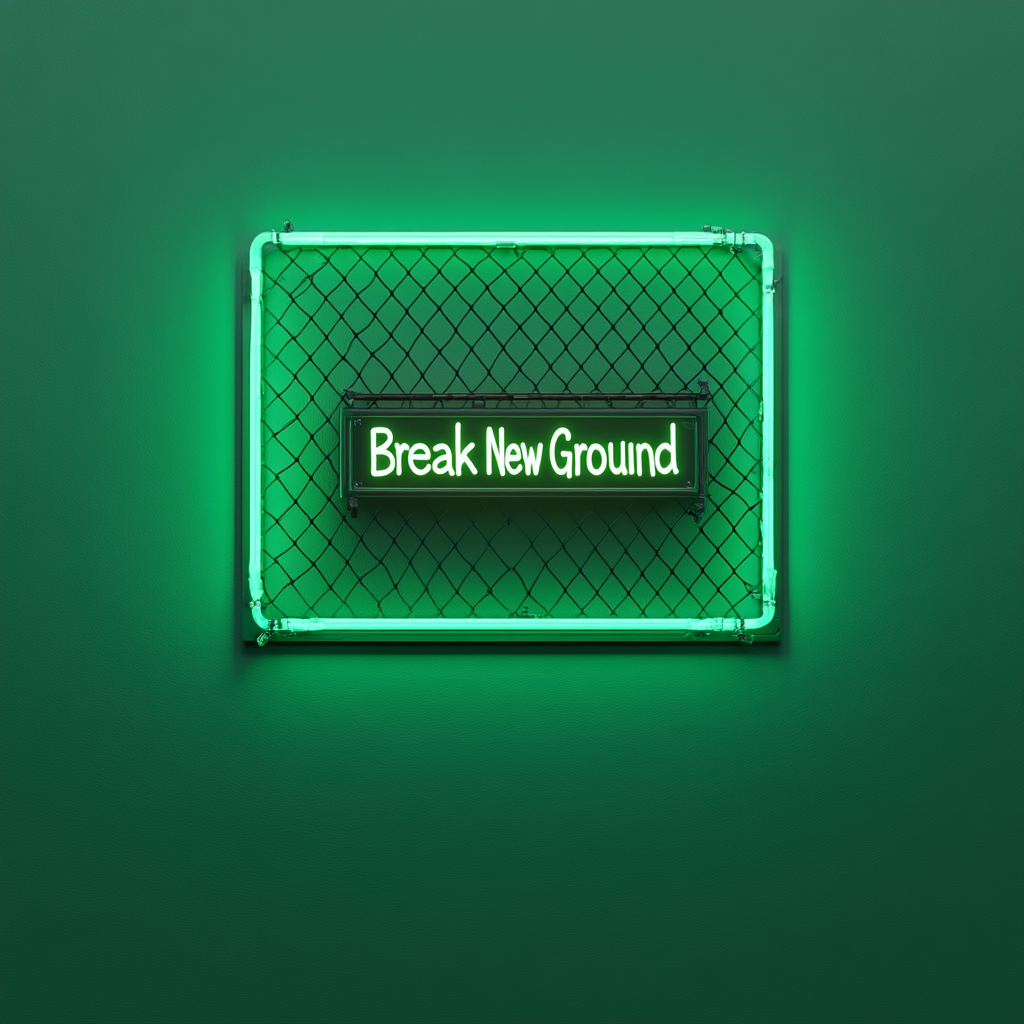 "Break New Ground" - Green Neon Sign, 24 Inches