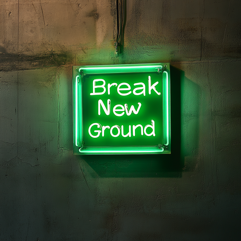 "Break New Ground" - Green Neon Sign, 24 Inches