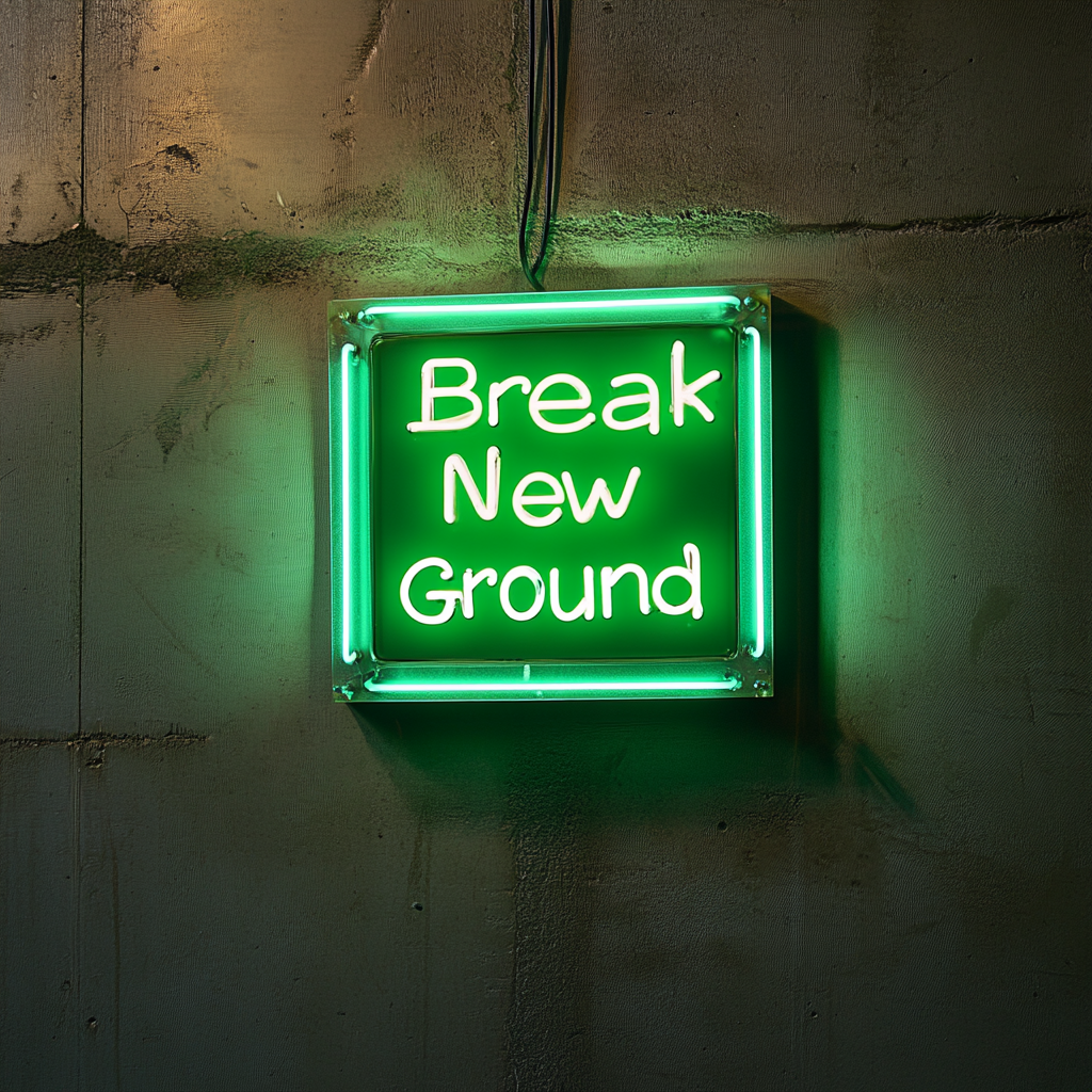 "Break New Ground" - Green Neon Sign, 24 Inches