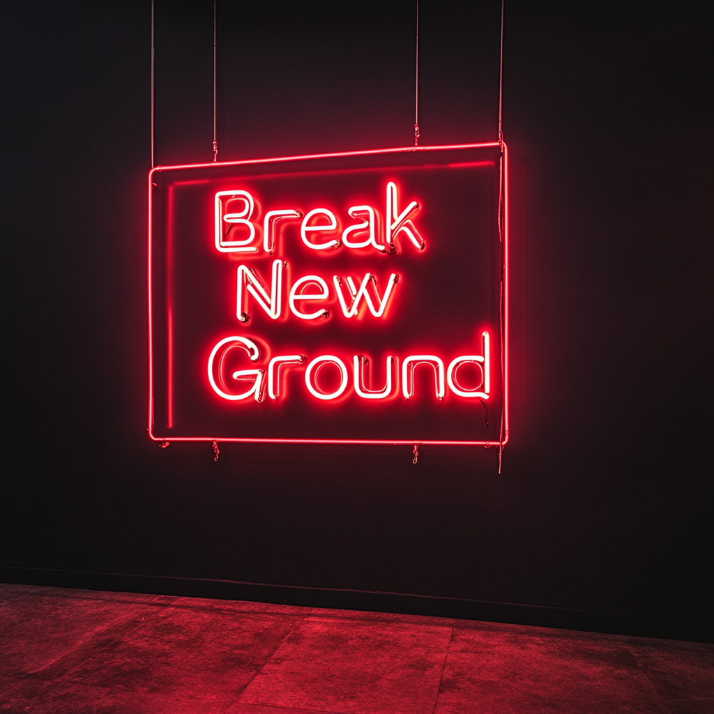 "Break New Ground" - Red Neon Sign, 24 Inches
