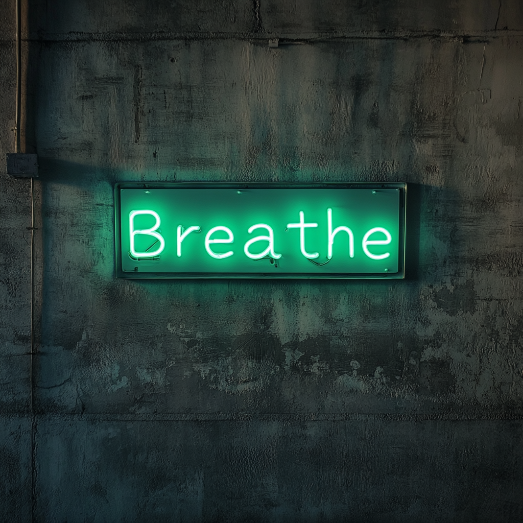 Breathe - Green Neon Sign, 18 Inches