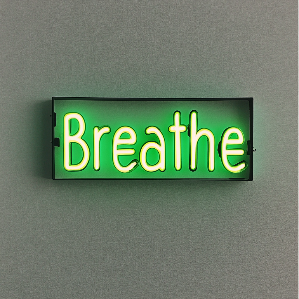 Breathe - Green Neon Sign, 18 Inches
