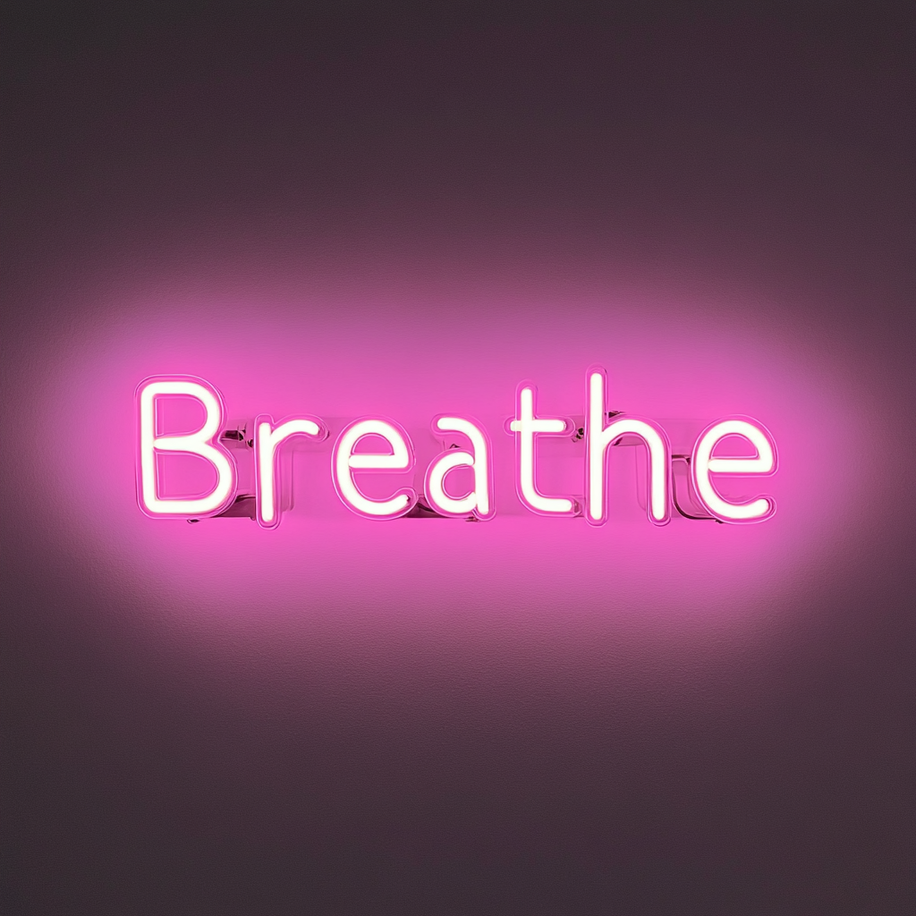 Breathe - Pink Neon Sign, 18 Inches