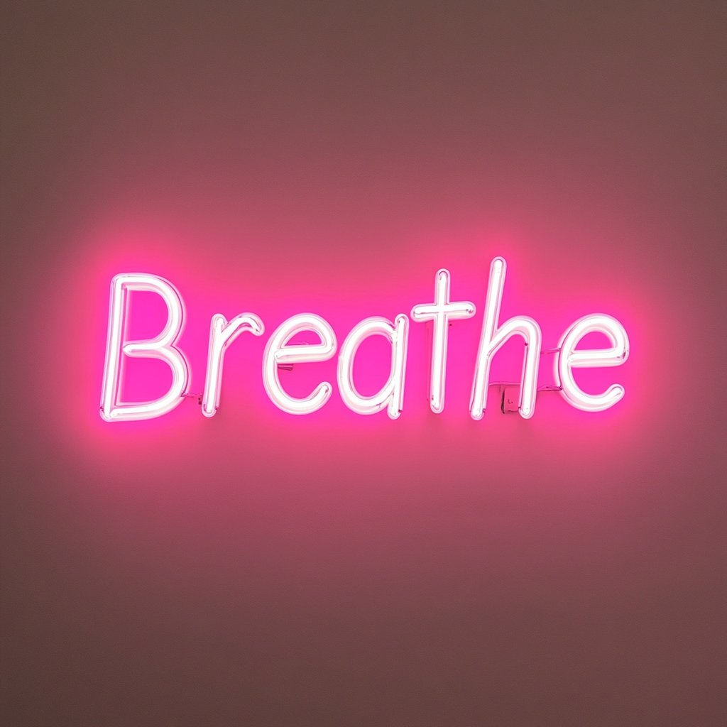 Breathe - Pink Neon Sign, 18 Inches
