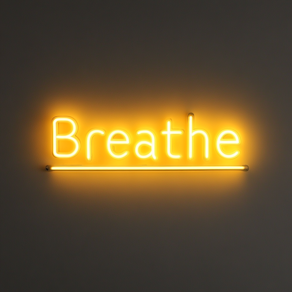 Breathe - Yellow Neon Sign, 18 Inches