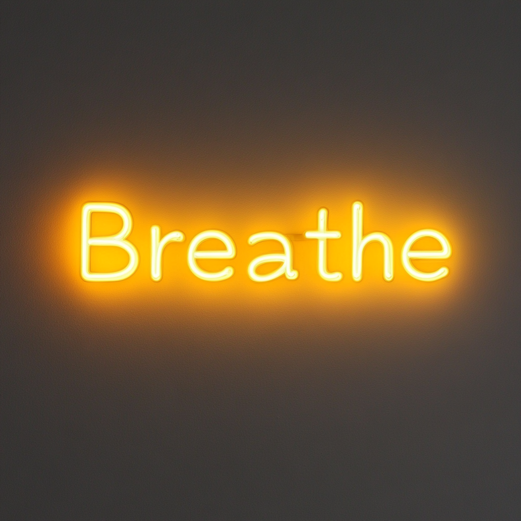 Breathe - Yellow Neon Sign, 24 Inches
