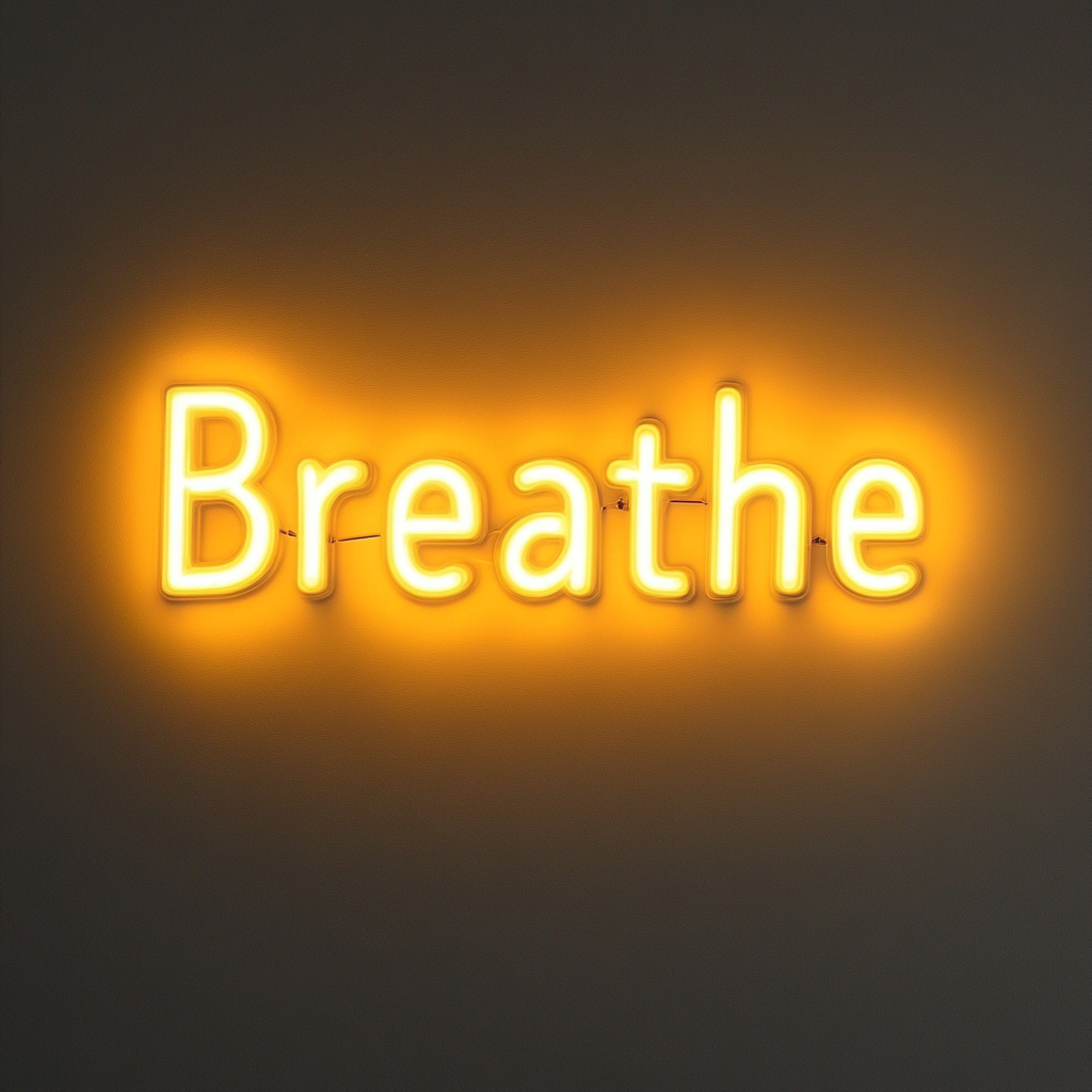 Breathe - Yellow Neon Sign, 18 Inches