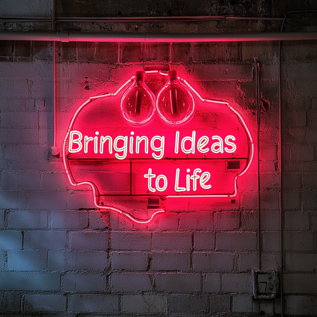 "Bringing Ideas to Life" - Red Neon Sign, 24 Inches