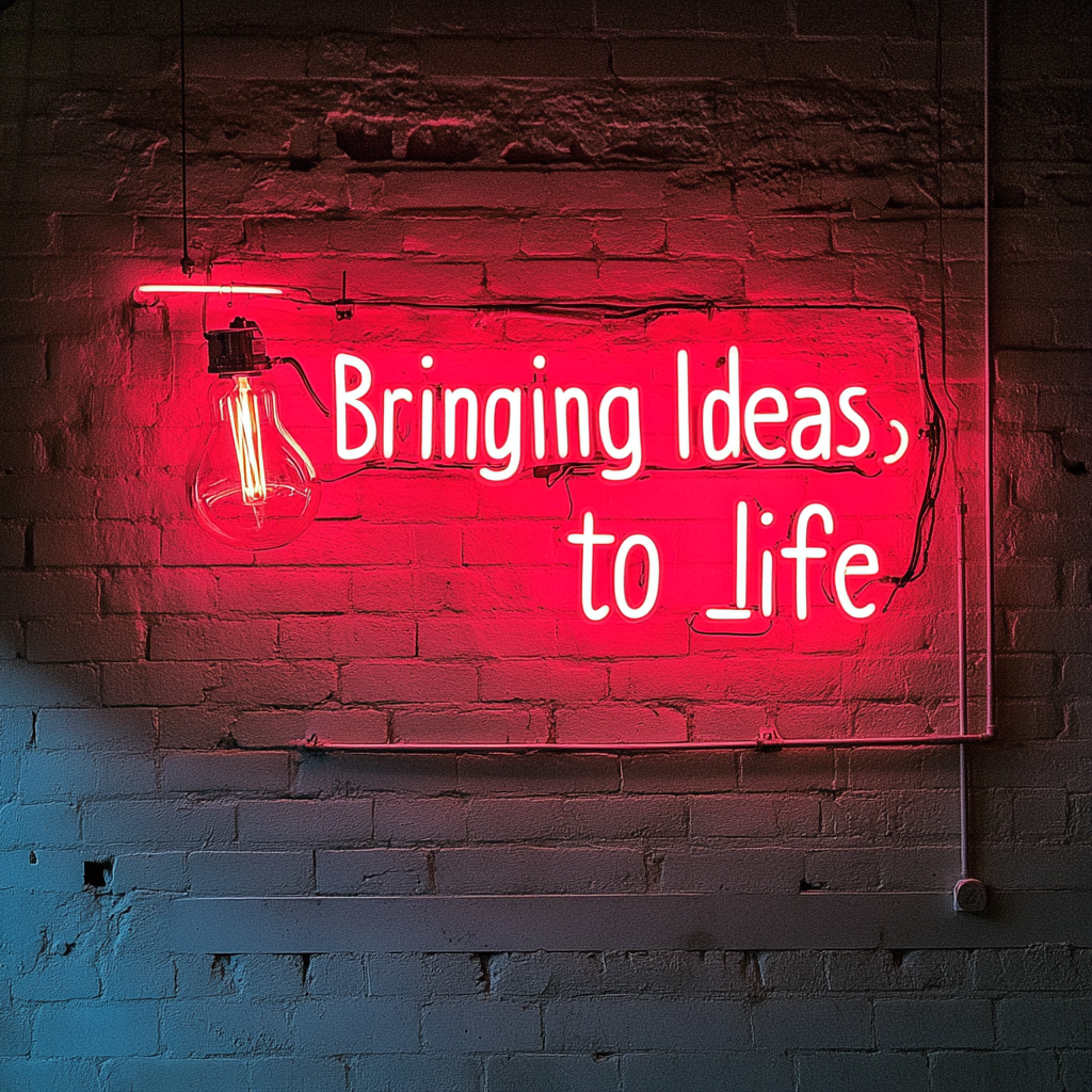 "Bringing Ideas to Life" - Red Neon Sign, 24 Inches