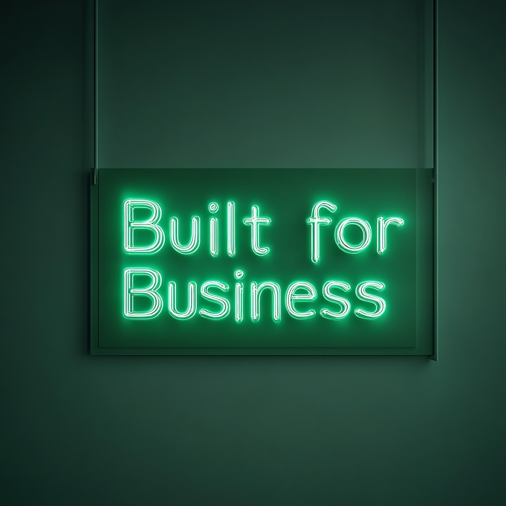 "Built for Business" - Green Neon Sign, 24 Inches