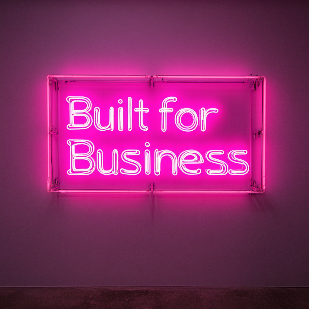 "Built for Business" - Pink Neon Sign, 24 Inches