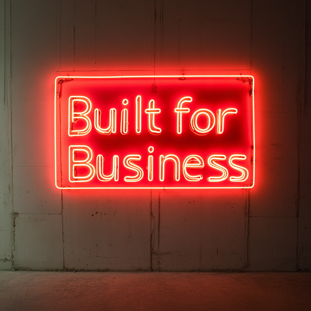"Built for Business" - Red Neon Sign, 24 Inches