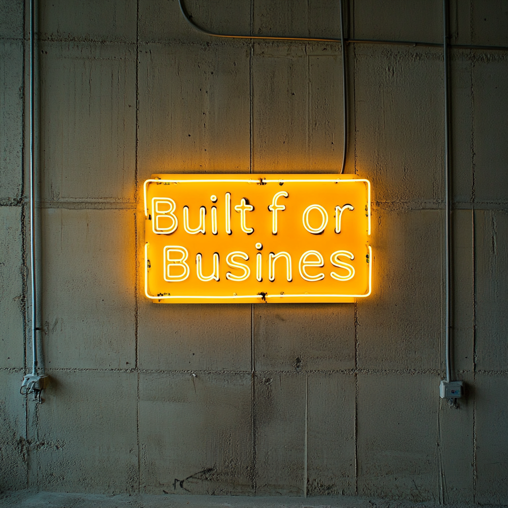 "Built for Business" - Yellow Neon Sign, 24 Inches