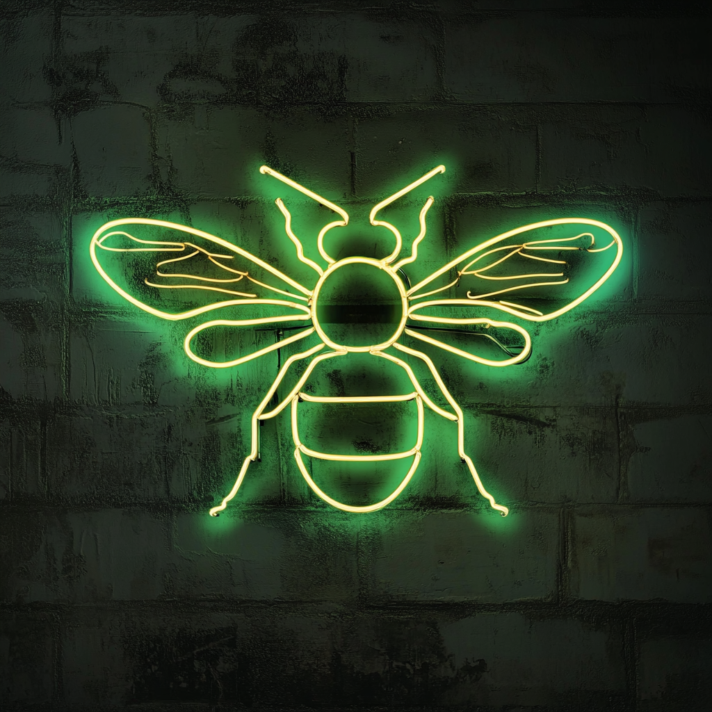 Bumblebee - Green Neon Sign, 18 Inches