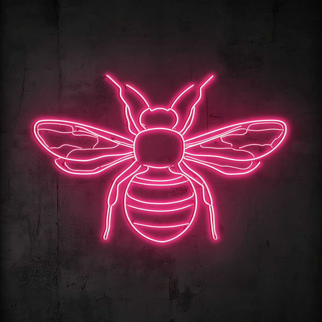 Bumblebee - Pink Neon Sign, 18 Inches