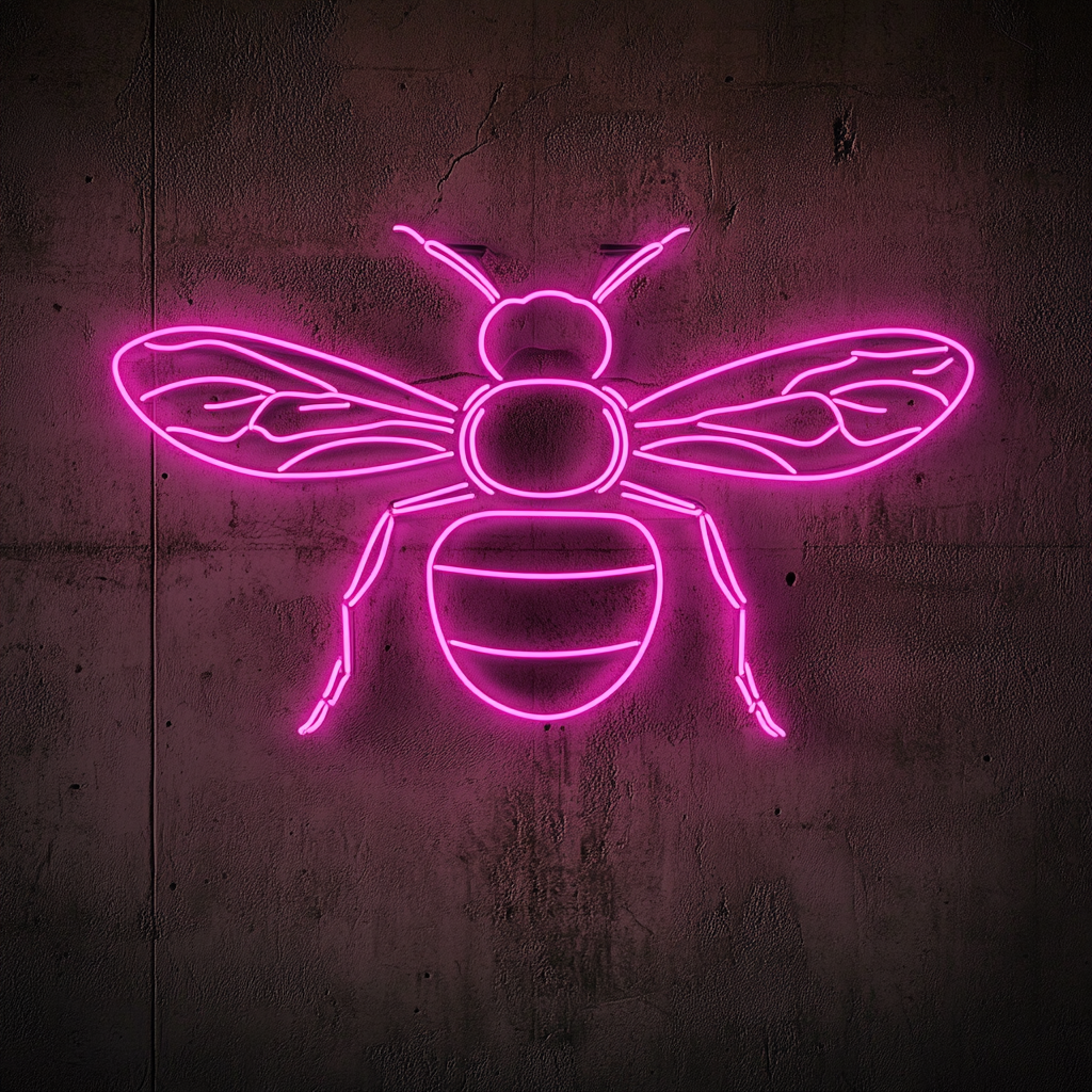 Bumblebee - Pink Neon Sign, 18 Inches