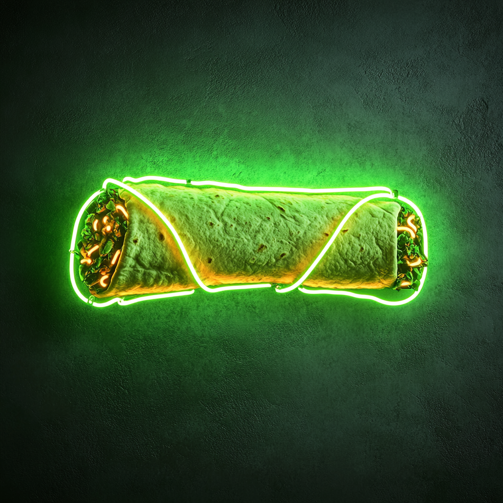 Burrito - Green Neon Sign, 18 Inches