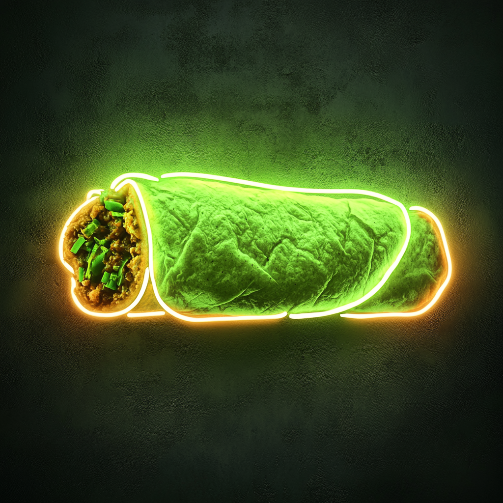 Burrito - Green Neon Sign, 18 Inches