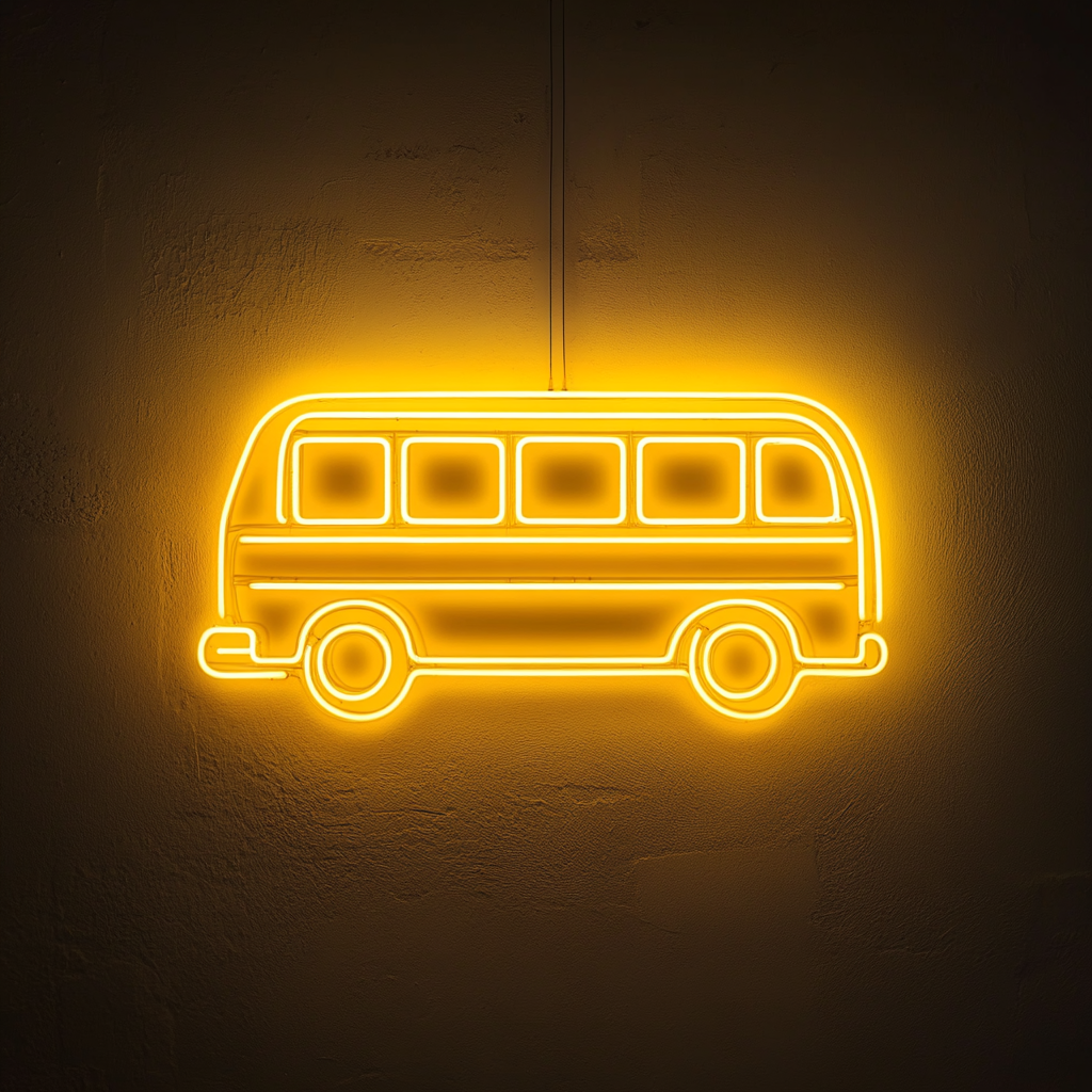 Bus - Yellow Neon Sign, 18 Inches