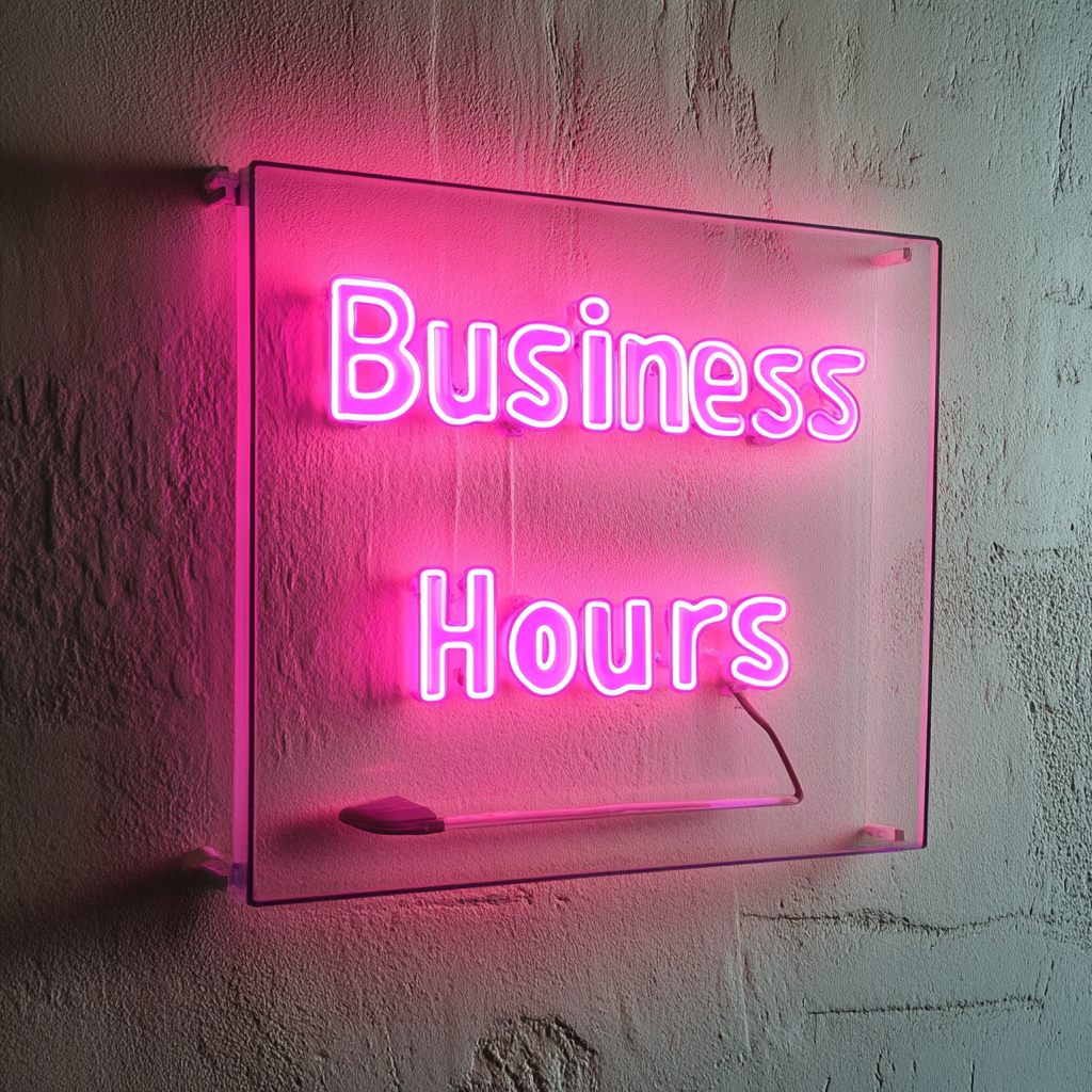 "Business Hours" - Pink Neon Sign, 24 Inches