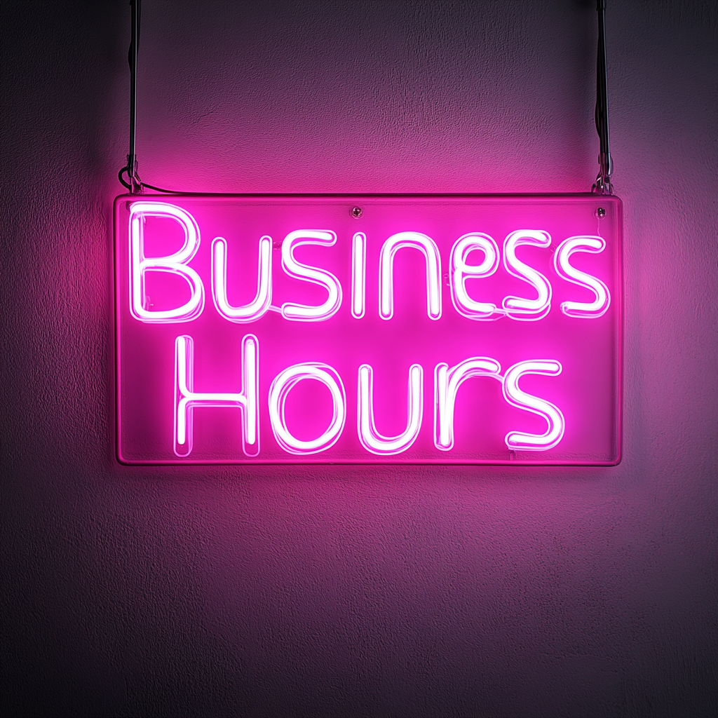 "Business Hours" - Pink Neon Sign, 24 Inches