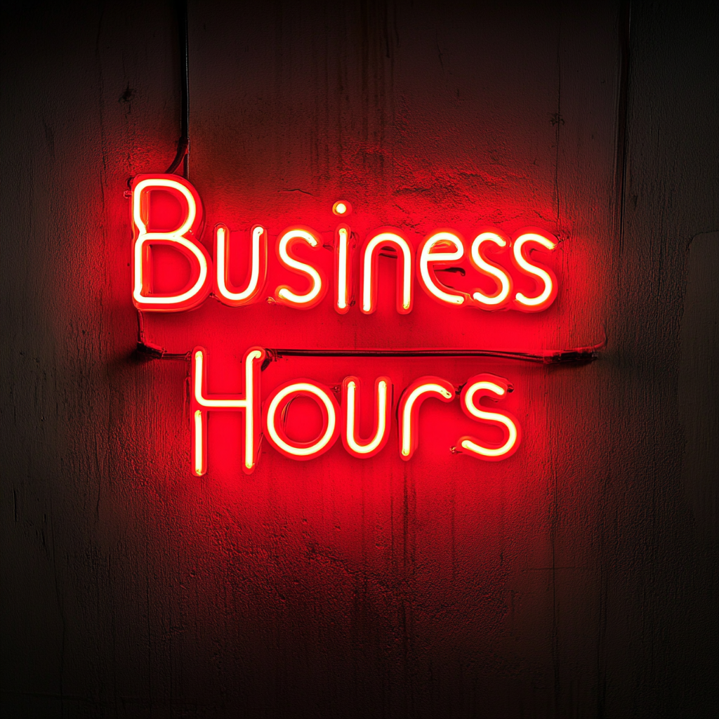 "Business Hours" - Red Neon Sign, 24 Inches