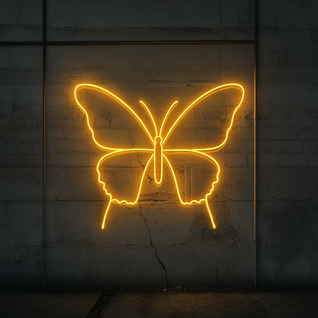 Butterfly - Yellow Neon Sign, 18 Inches
