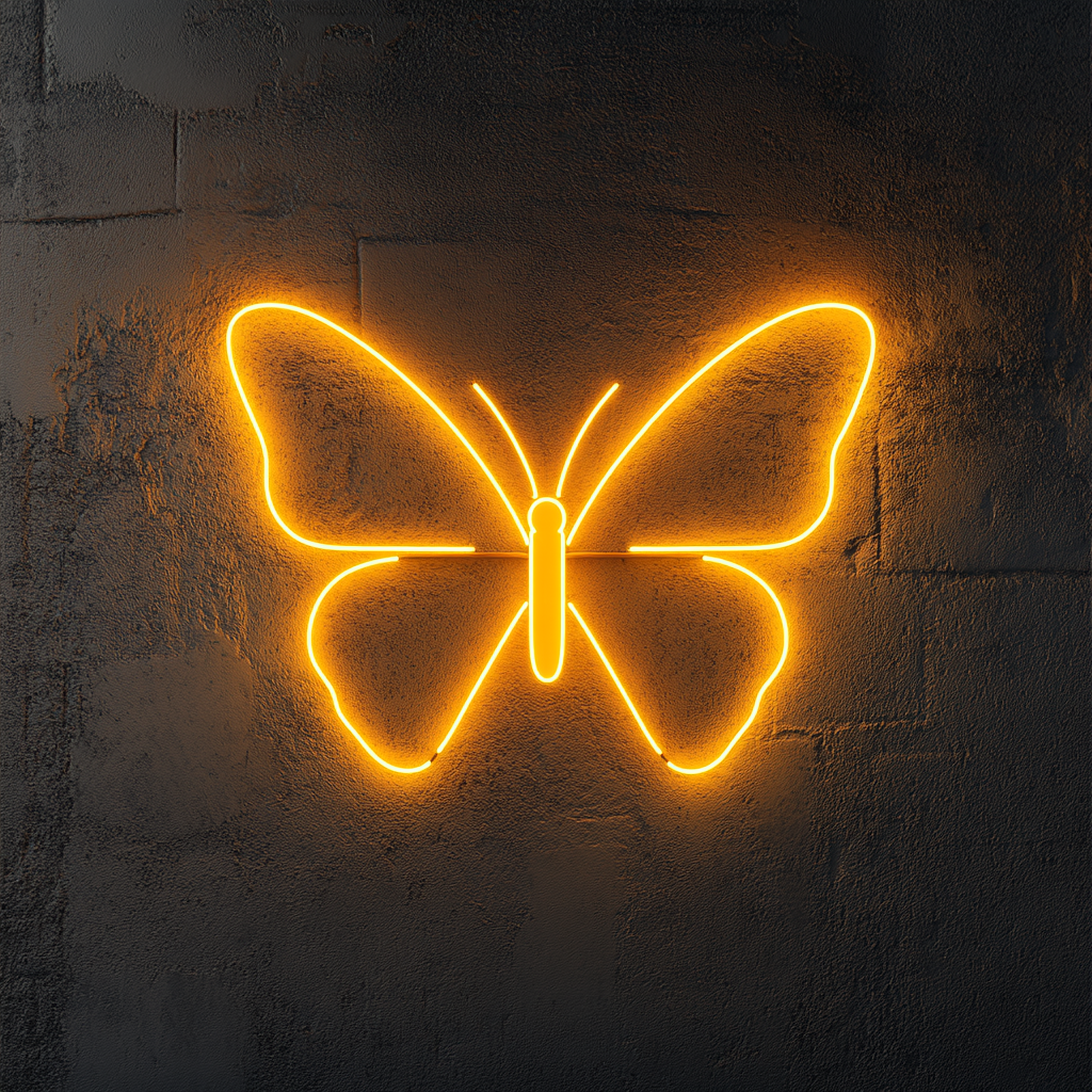 Butterfly - Yellow Neon Sign, 18 Inches
