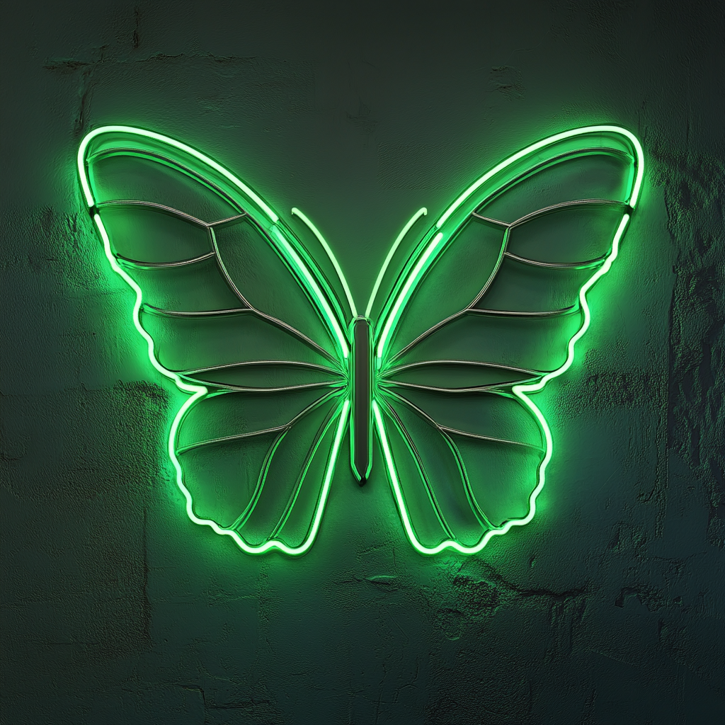 Butterfly Wings - Green Neon Sign, 24 Inches