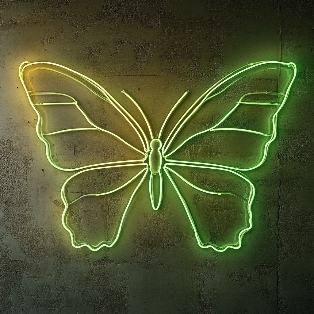 Butterfly Wings - Green Neon Sign, 18 Inches