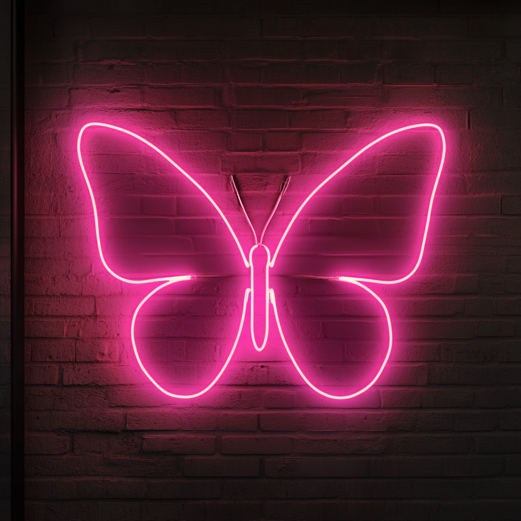 Butterfly Wings - Pink Neon Sign, 24 Inches
