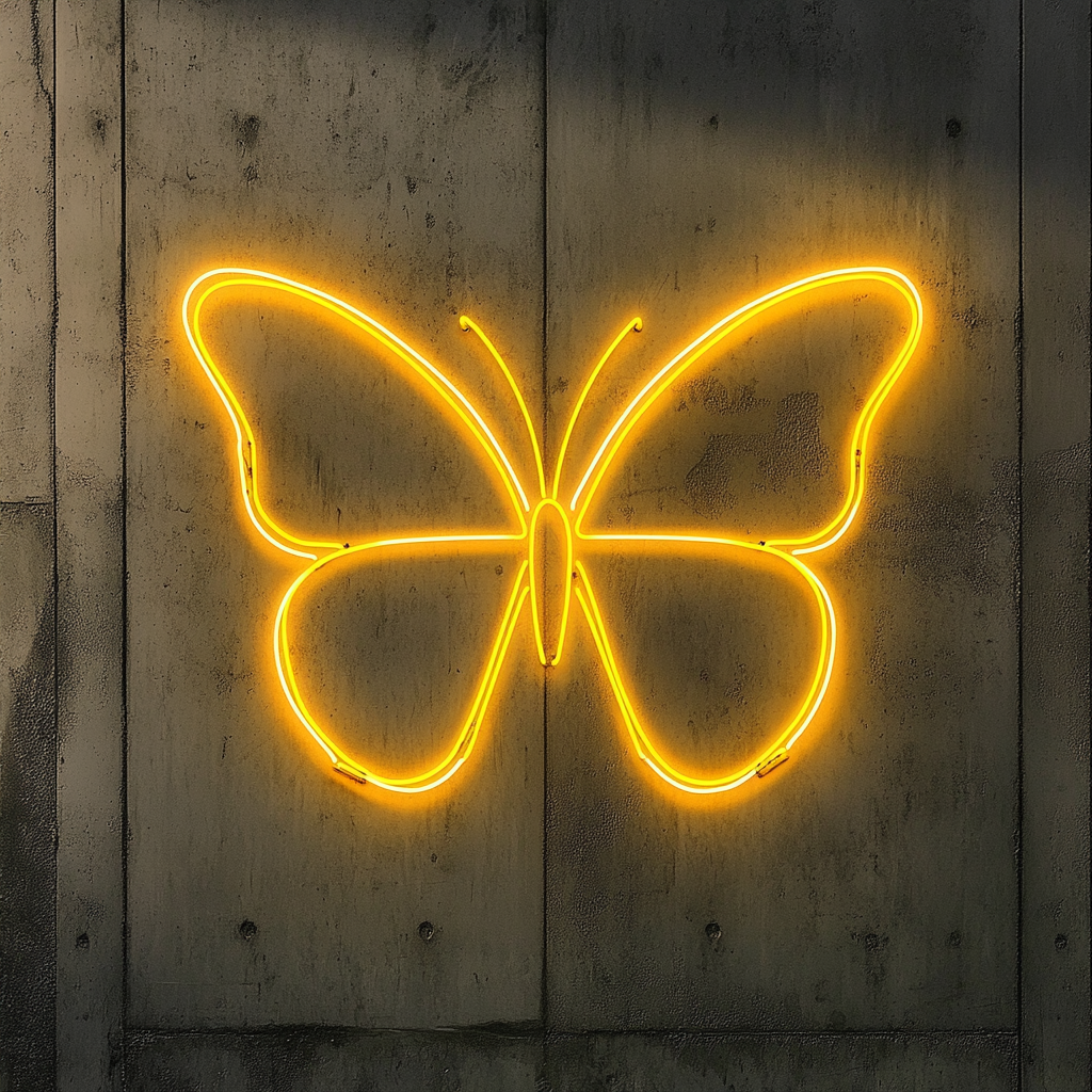 Butterfly Wings - Yellow Neon Sign, 24 Inches