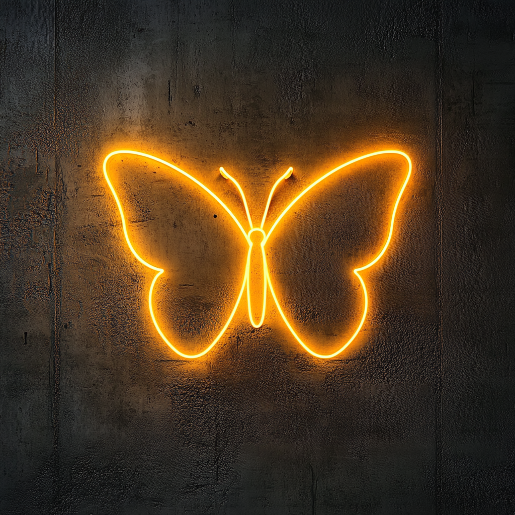 Butterfly Wings - Yellow Neon Sign, 18 Inches