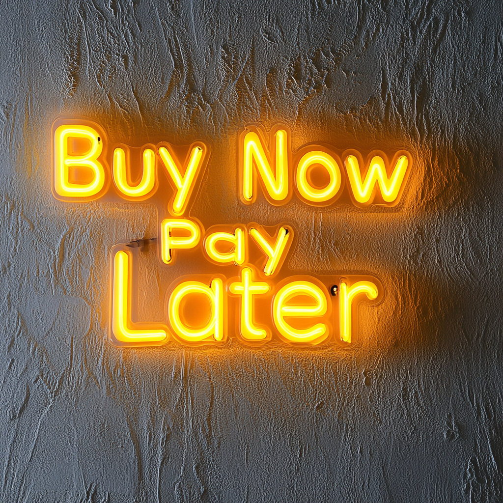 "Buy Now Pay Later" - Yellow Neon Sign, 24 Inches