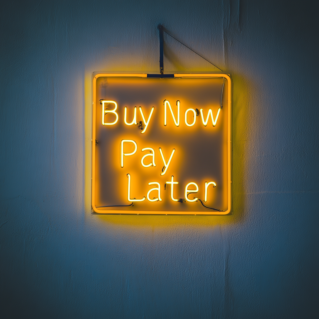"Buy Now Pay Later" - Yellow Neon Sign, 24 Inches