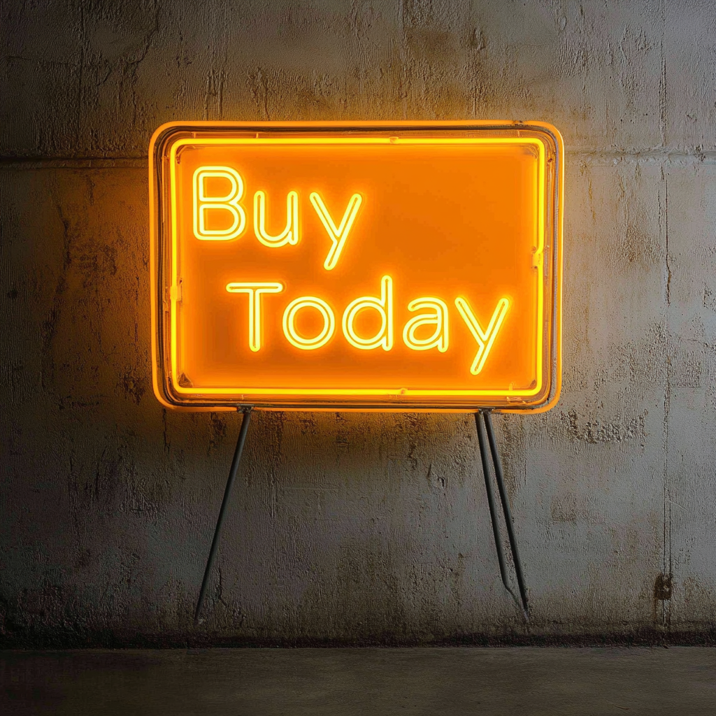 "Buy Today" - Yellow Neon Sign, 24 Inches