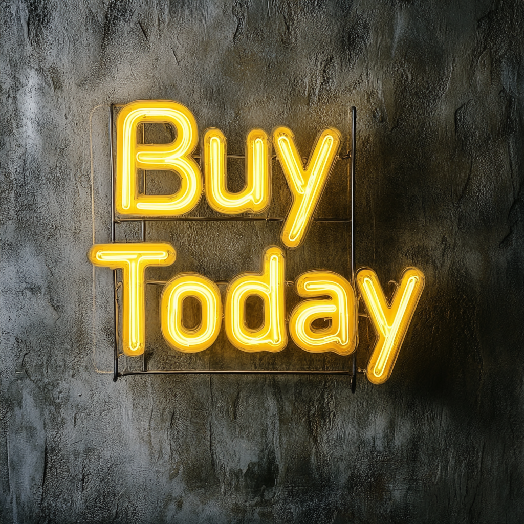 "Buy Today" - Yellow Neon Sign, 24 Inches