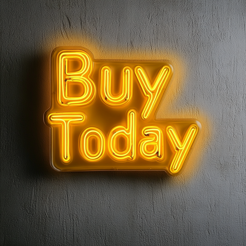 "Buy Today" - Yellow Neon Sign, 24 Inches