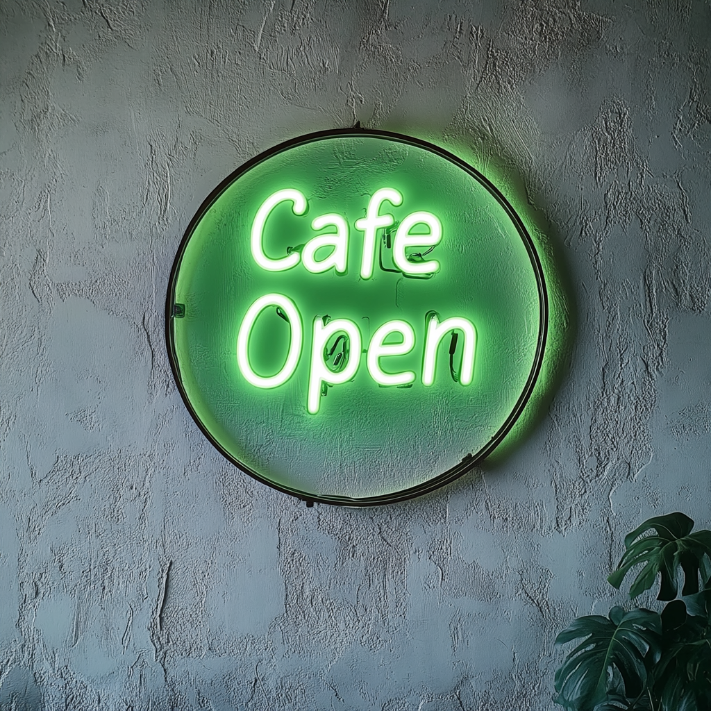 "Cafe Open" - Green Neon Sign, 18 Inches